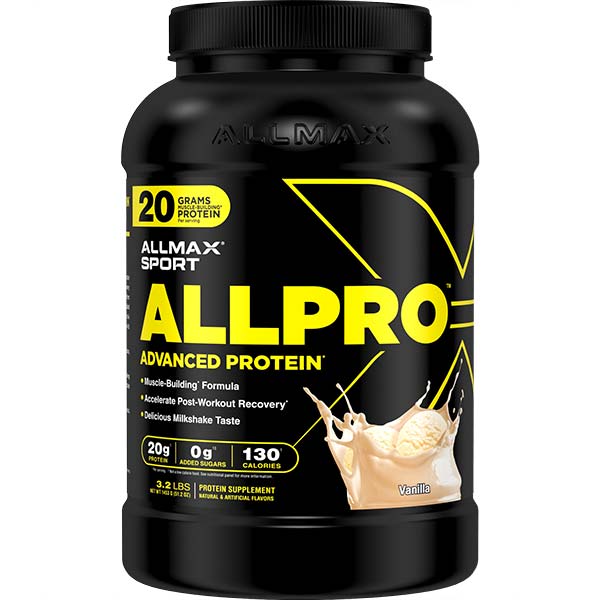 AllMax Nutrition Allmax ALLPRO: Advanced Protein преден изглед на опаковка с вкус Шоколад