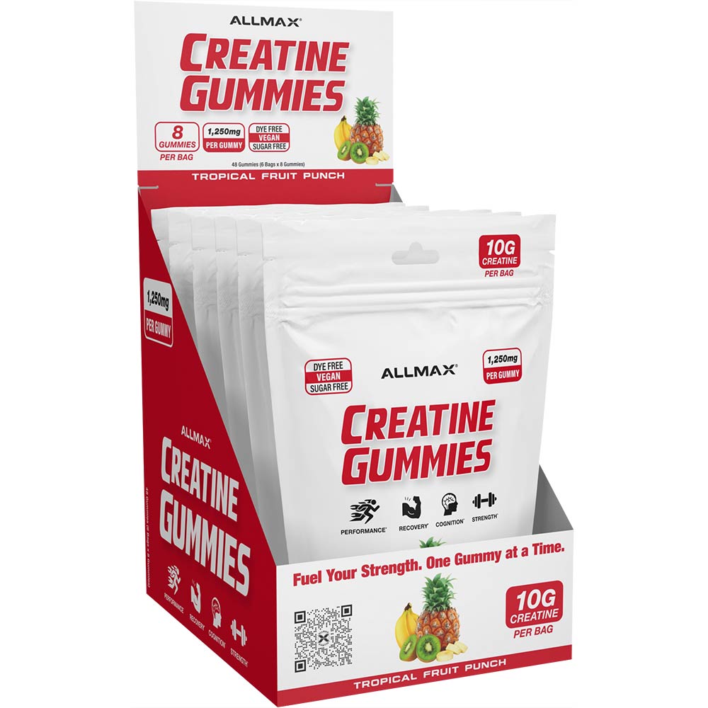 AllMax Nutrition Allmax Creatine Gummies, опаковка на стелаж с 8 индивидуални пакета