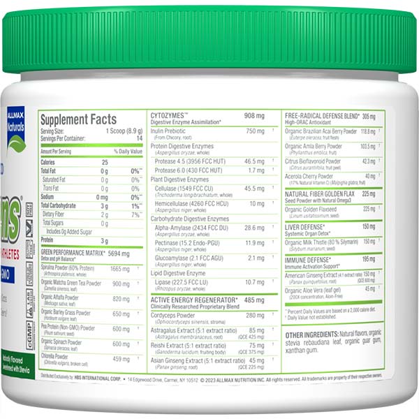 Allmax Nutrition Allmax CytoGreens Super Green Powder, преден изглед на опаковката