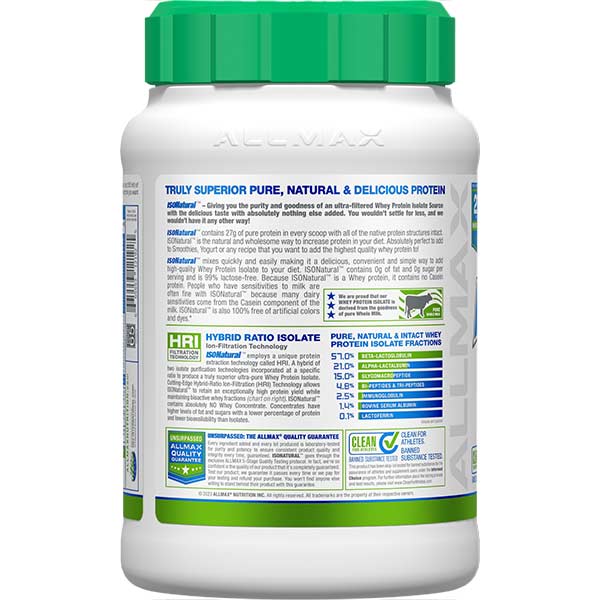 Allmax IsoNatural: Natural Pure Whey Protein Isolate