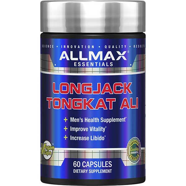 AllMax Nutrition Allmax Longjack Tongkat Ali заден изглед с информация за продукта