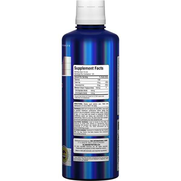 AllMax Nutrition Allmax MCT Oil етикет със съставки