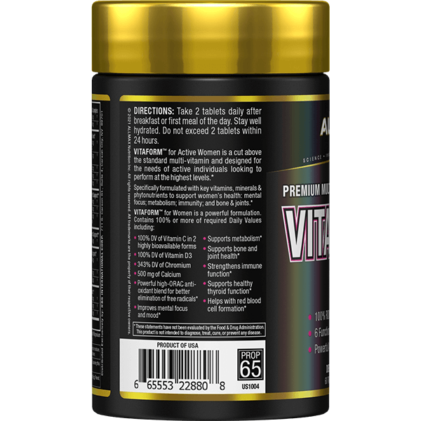Allmax Vitaform: Multivitamin Supplement for Women, заден изглед на опаковката