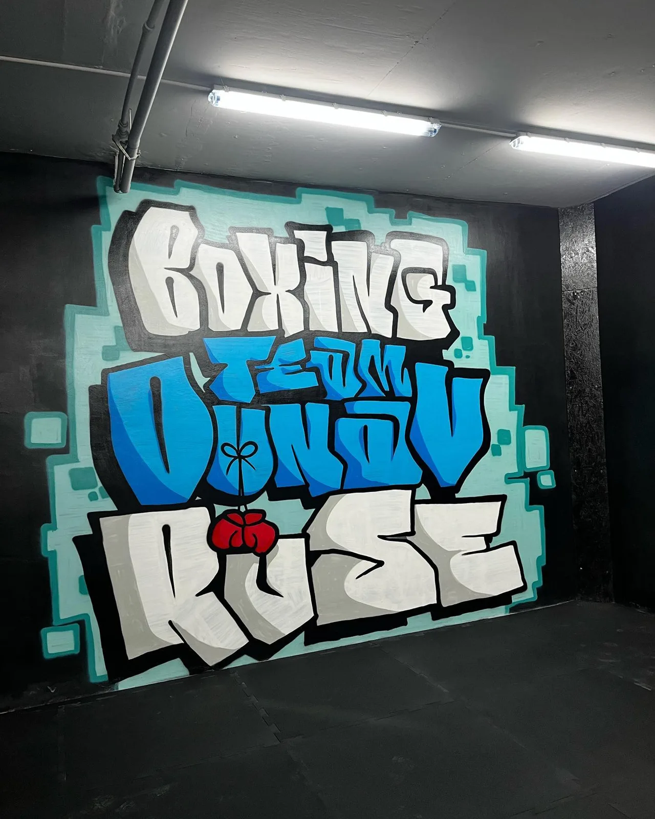 Графити Boxing Team Dunav Ruse на стената на залата