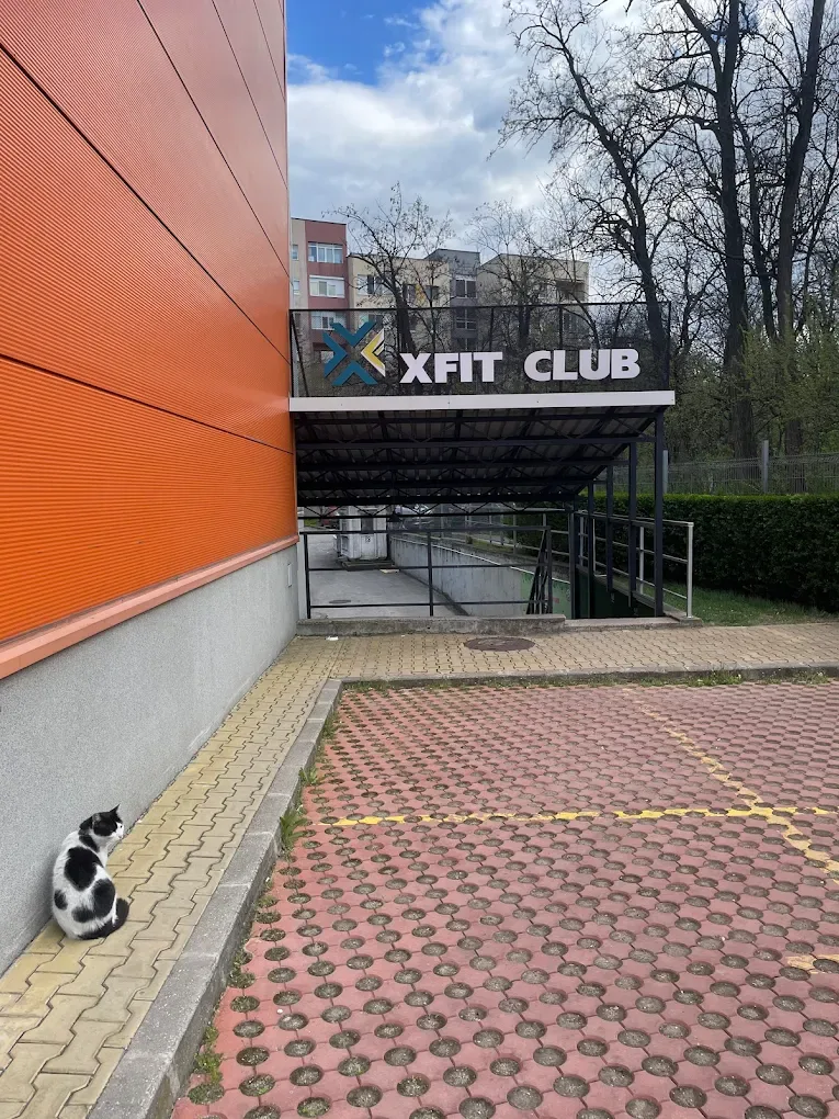 Входът на X-Fit Club Пловдив с фирмено лого