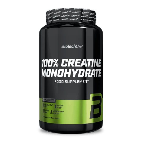BioTech USA 100% Creatine Monohydrate - 1000 g без вкус, опаковка на бял фон