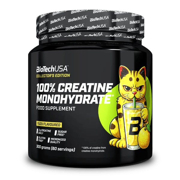 Опаковка на BioTech USA 100% Creatine Monohydrate 300g с вкус на юзу