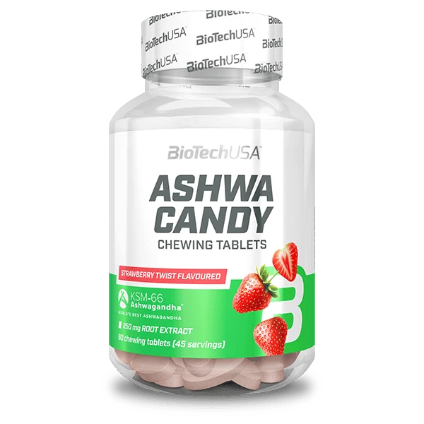 BioTech USA Ashwa Candy - 90 дъвчащи таблетки с ягодов вкус