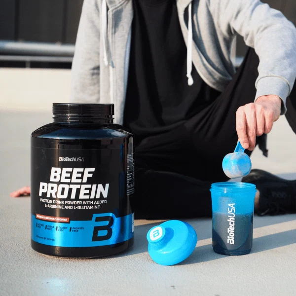 Илюстрация на BioTech USA Beef Protein 1816 g с акцент върху мускулния растеж и възстановяване