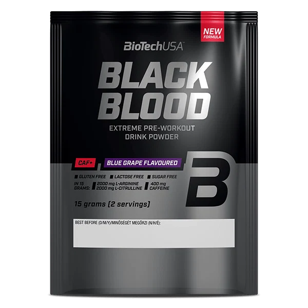 BioTech USA Black Blood CAF+ саше, вкус синьо грозде, 15 грама