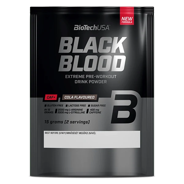 BioTech USA Black Blood CAF+ предтренировъчен продукт, вкус кола, 15 грама