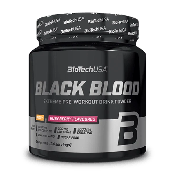 BioTech USA Black Blood NOX+ с акцент върху съставките и енергията