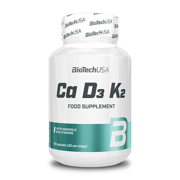 Опаковка на BioTech USA Ca D3 K2 - 90 капсули отпред