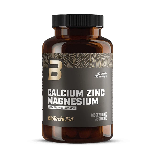 Опаковка на BioTech USA Calcium Zinc Magnesium с 90 таблетки