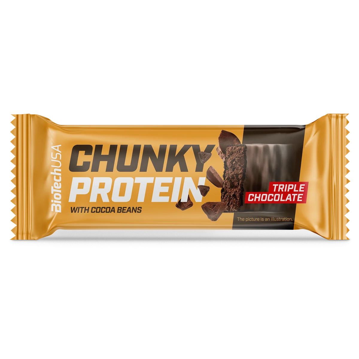 BioTech USA Chunky Protein Bar с вкус Triple Chocolate, показан отпред