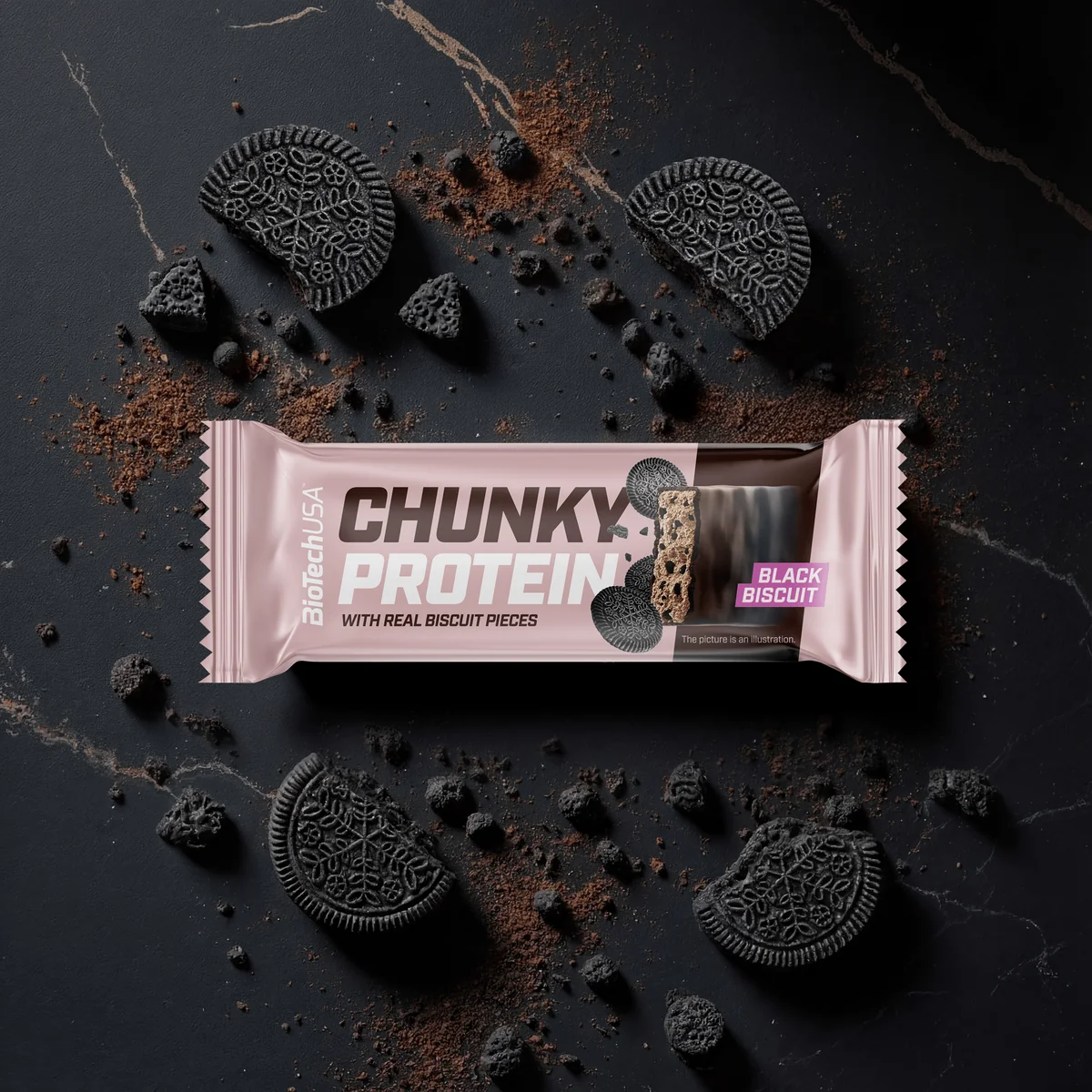Опаковка на BioTech USA Chunky Protein Bar на светъл фон