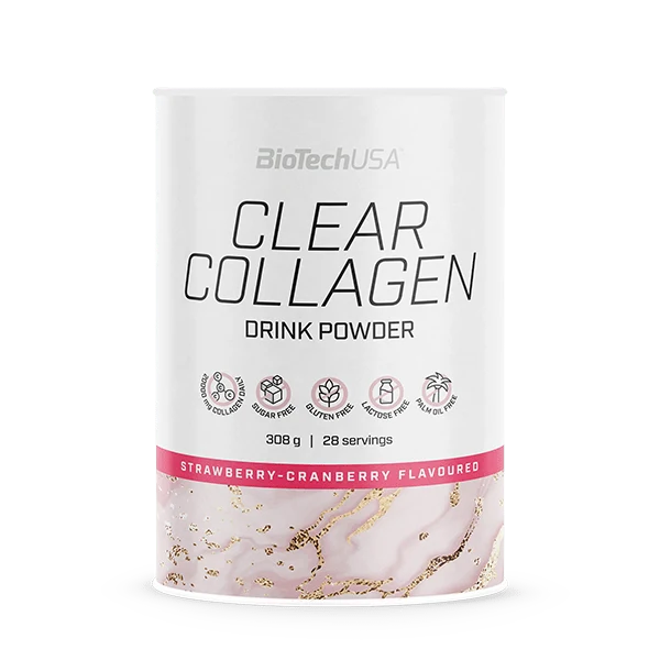 Опаковка BioTech USA Clear Collagen drink powder 308g, фронтално