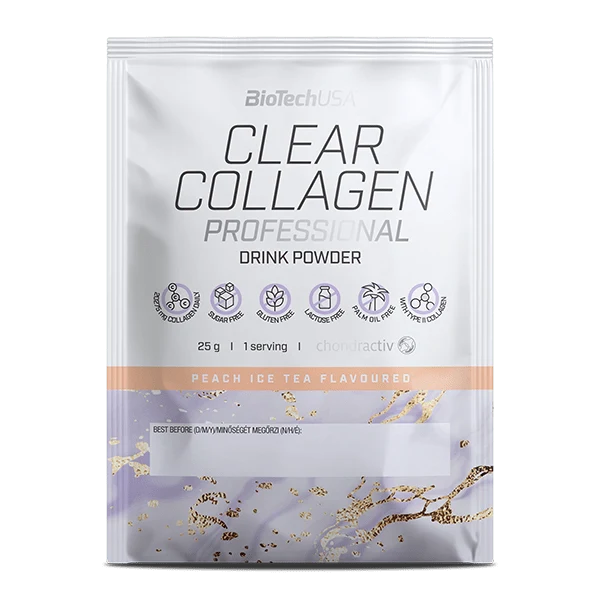 Опаковка на BioTech USA Clear Collagen Professional 25 g на бял фон