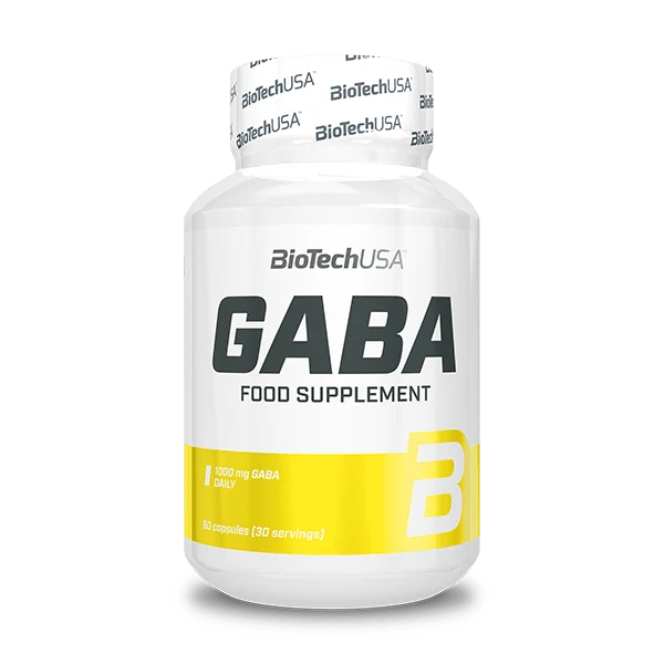 Опаковка на BioTech USA GABA 60 капсули, показваща етикета и марката BioTech USA