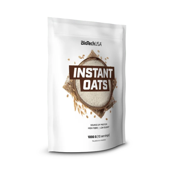 Опаковка на BioTech USA Instant Oats 1000 гр без аромат, на бял фон
