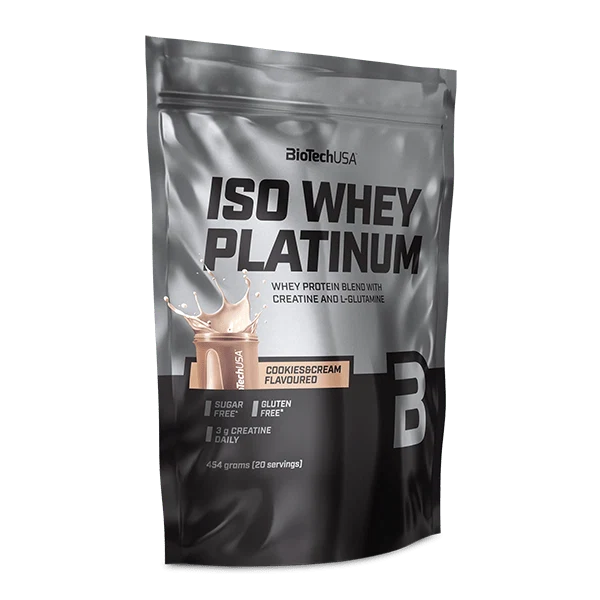 Опаковка BioTech USA Iso Whey Platinum 454 g с вкус Бисквитки с крем