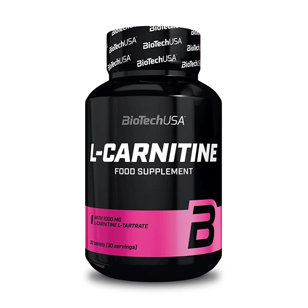 Опаковка BioTech USA L-Carnitine - 30 таблетки, за подкрепа при отслабване
