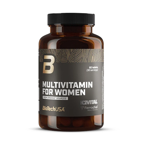 Опаковка на BioTech USA Multivitamin For Women от органични източници, 60 таблетки