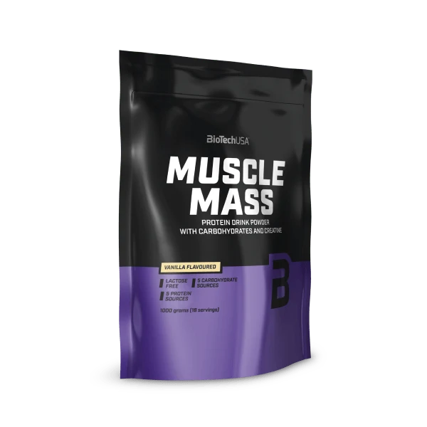 Опаковка на BioTech USA Muscle Mass - 1000 g, вкус шоколад, на бял фон
