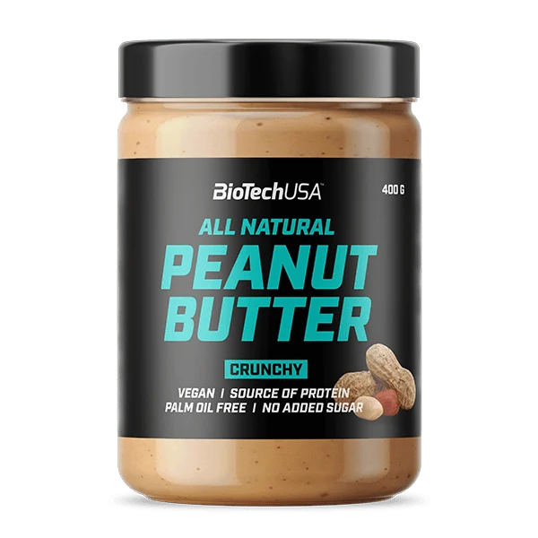 Буркан BioTech USA Peanut Butter (фъстъчено масло), гладък вариант, с етикет