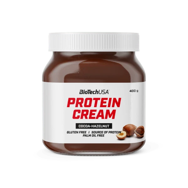 Опаковка на BioTech USA Protein Cream - 400 g, показваща етикета и марката