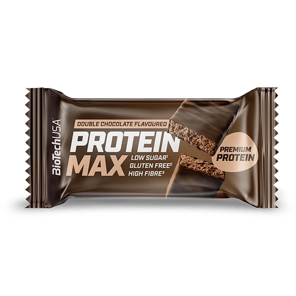 BioTech USA Protein Max бар, разчупен на две, показващ вътрешността