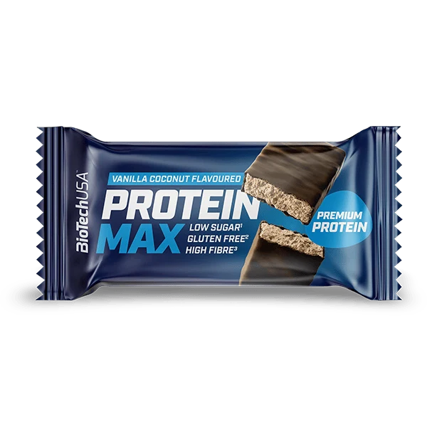 Близък план на текстурата на BioTech USA Protein Max бар