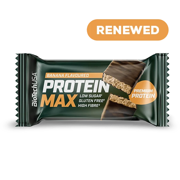 BioTech USA Protein Max - 45 g протеинов бар с опаковка, изобразяваща вкуса