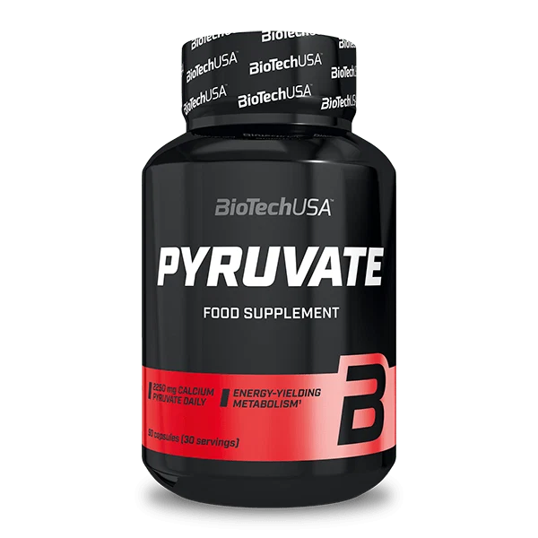 Опаковка на BioTech USA Pyruvate - 90 капсули, сиво-черен дизайн