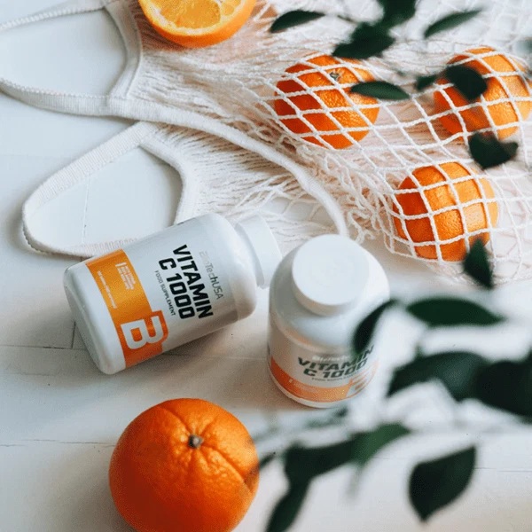 BioTech USA Vitamin C 1000 Bioflavonoids опаковка, поставена вертикално