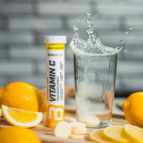 Групова снимка на няколко опаковки BioTech USA Vitamin C ефервесцентни таблетки