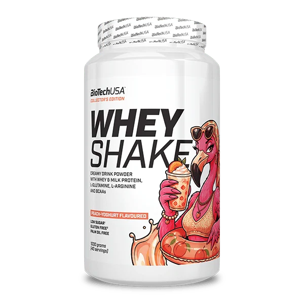 Опаковка на BioTech USA Whey Shake с вкус на праскова и кисело мляко, 1000 грама