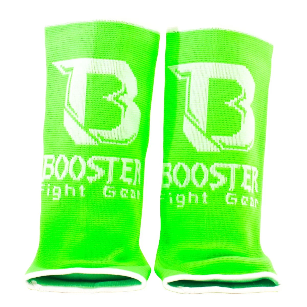 Протектори за глезен Booster AG PRO NEON GREEN, страничен изглед, показващ еластичността и формата на продукта.
