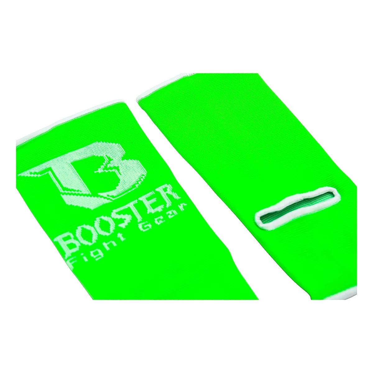Протектори за глезен Booster AG PRO NEON GREEN, изглед отпред, с ясно видими лога на марката.