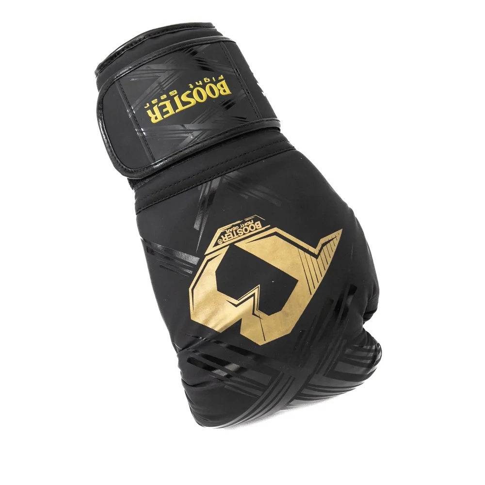 Ръкавици Booster BFG ALPHA BLACK/GOLD, изглед отгоре, показващ формата и прикрепения палец