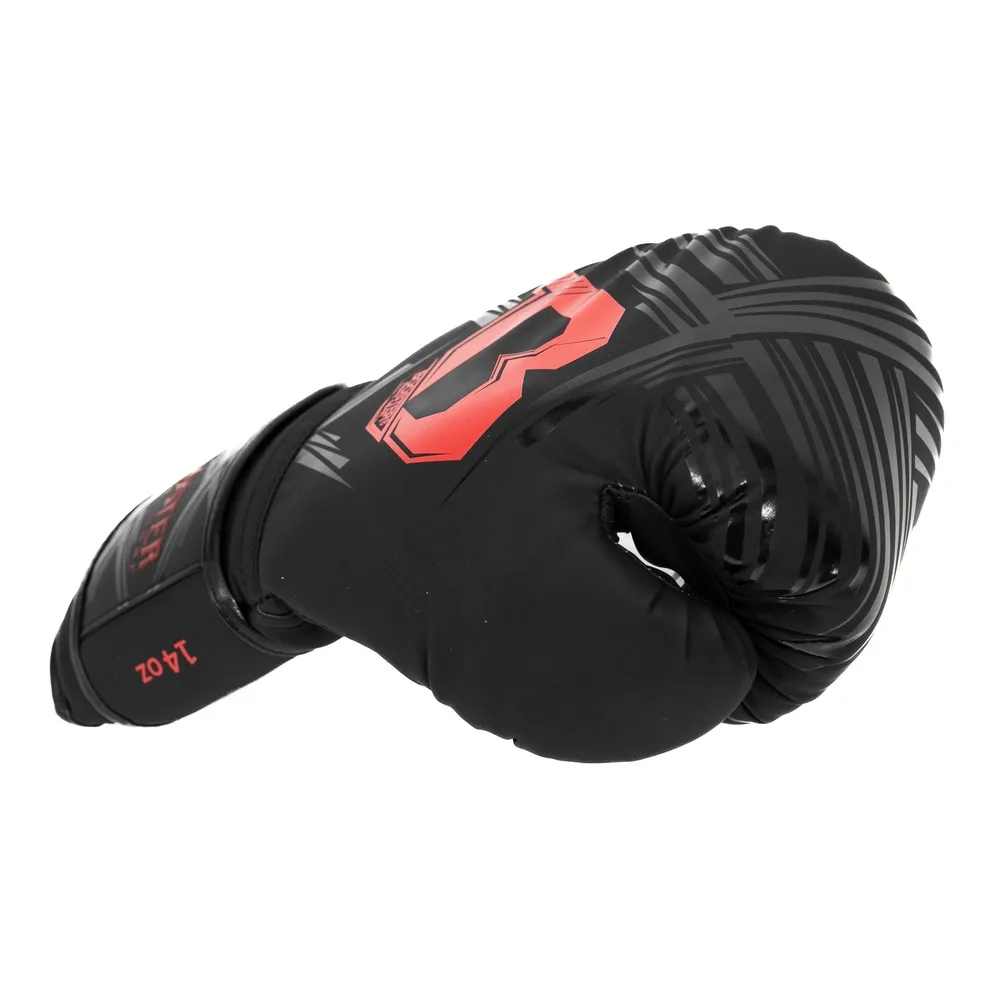 Боксови ръкавици Booster BFG ALPHA BLACK/RED, изглед отгоре, демонстриращ формата и дизайна