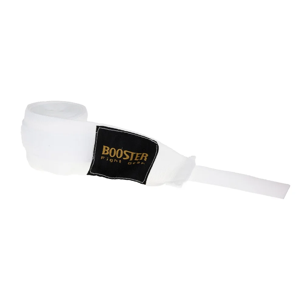Разгънати бели бинтове Booster BFG BPC BANGKOK 2, показващи дължината и текстурата на материала.