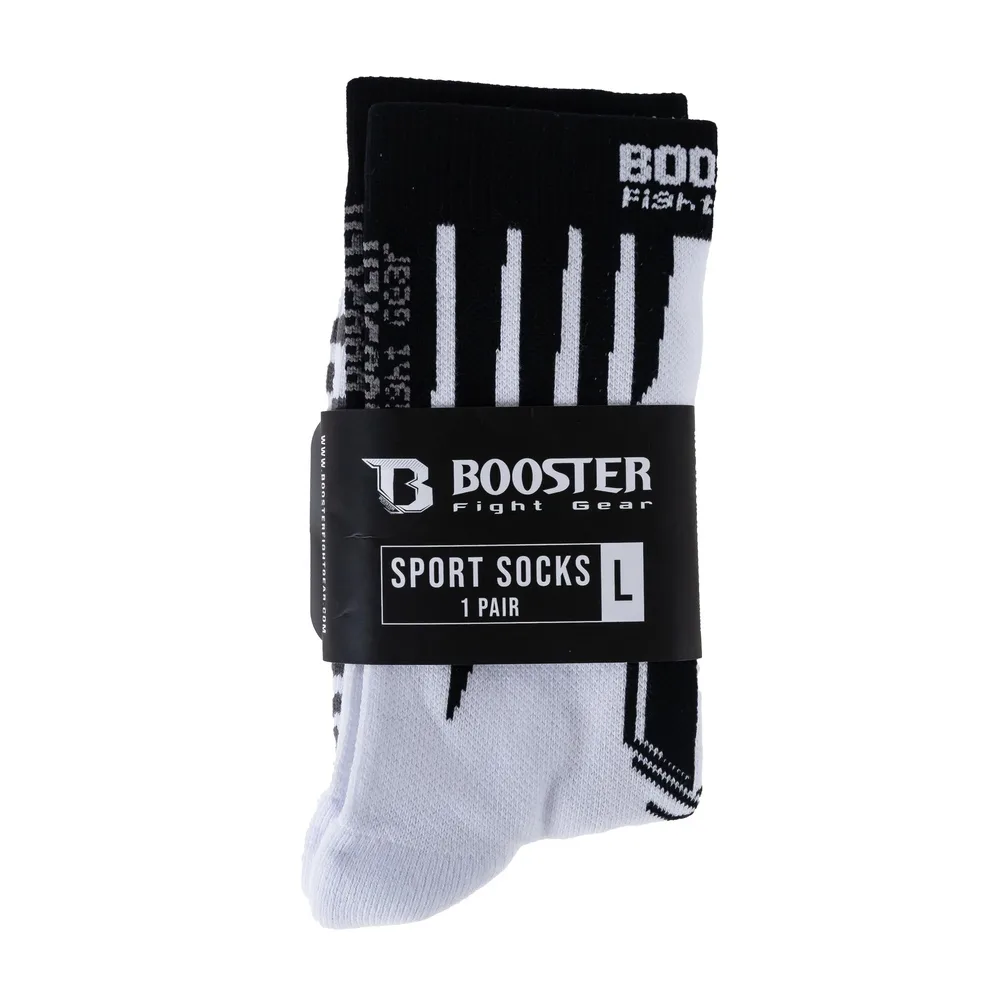 Спортни чорапи Booster BFG Rapid Strike 2, показани под ъгъл, подчертаващи текстурата на материята и дизайна на глезена.
