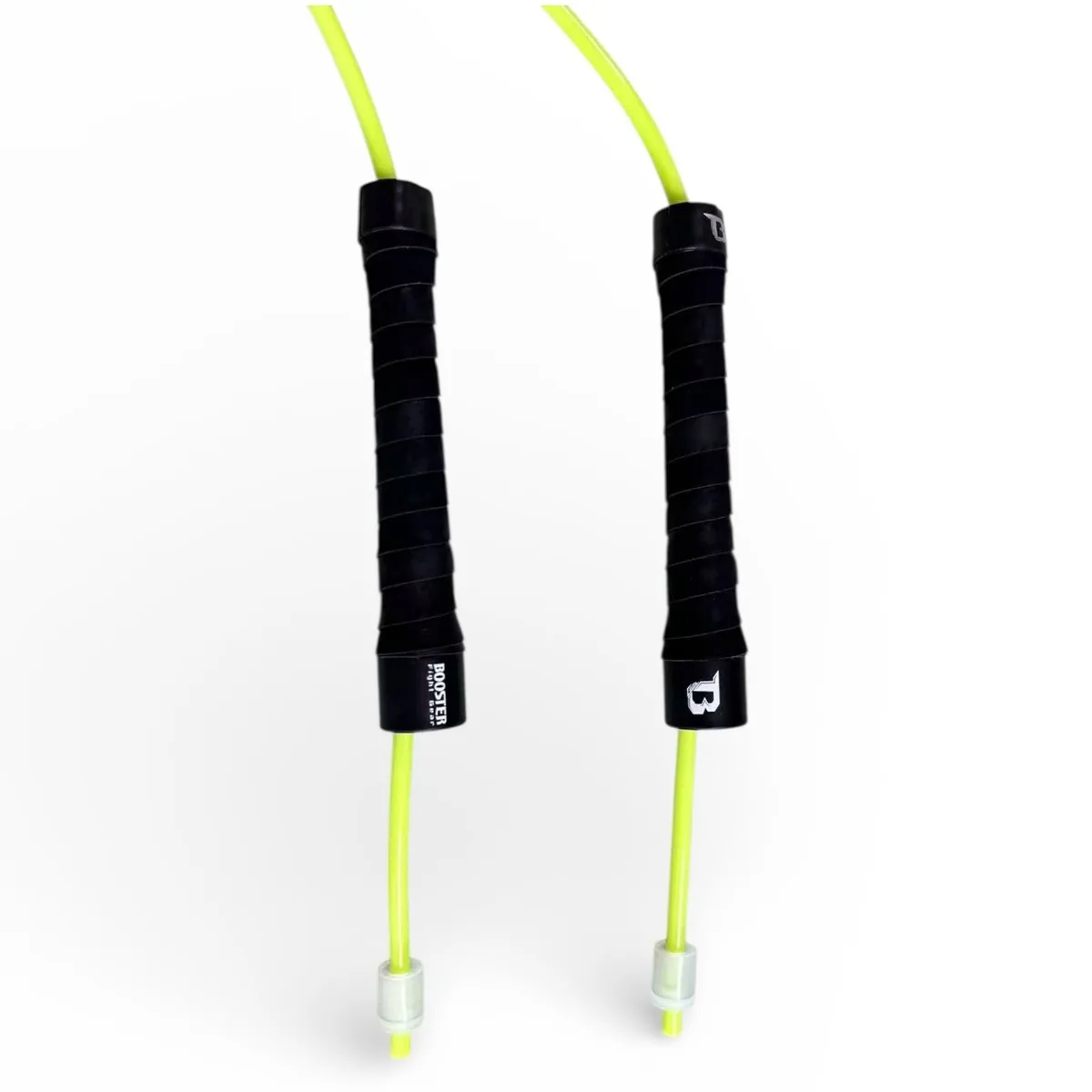 Въже за скачане Booster BFG Rapid Strike Speed Rope в черен цвят, показано с дръжките и въжето изпънато.