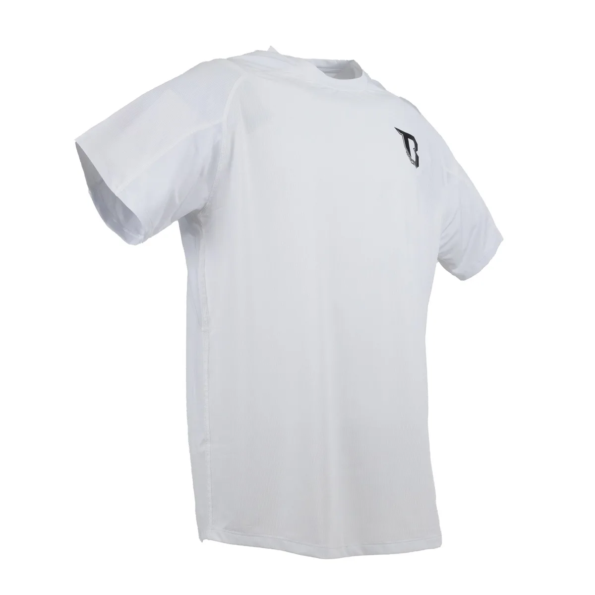 Близка снимка на материята на бялата тениска Booster BFG Rapid Strike Tee 2, подчертаваща нейната текстура.