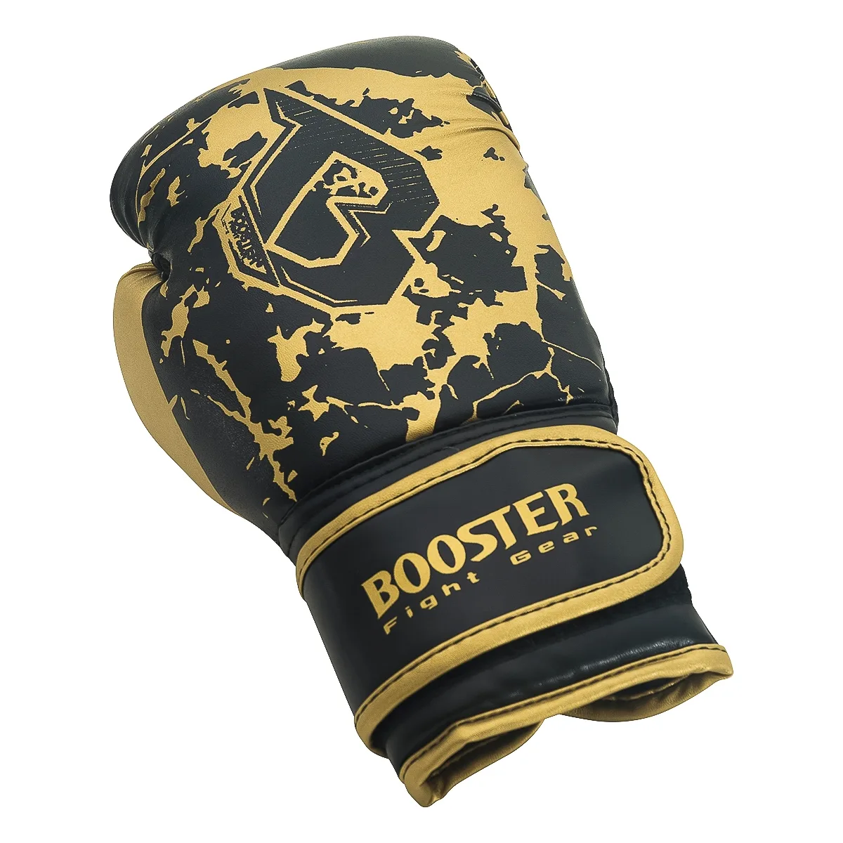 Детски боксови ръкавици Booster BG YOUTH MARBLE GOLD, детайл на мраморния дизайн и велкро закопчаването