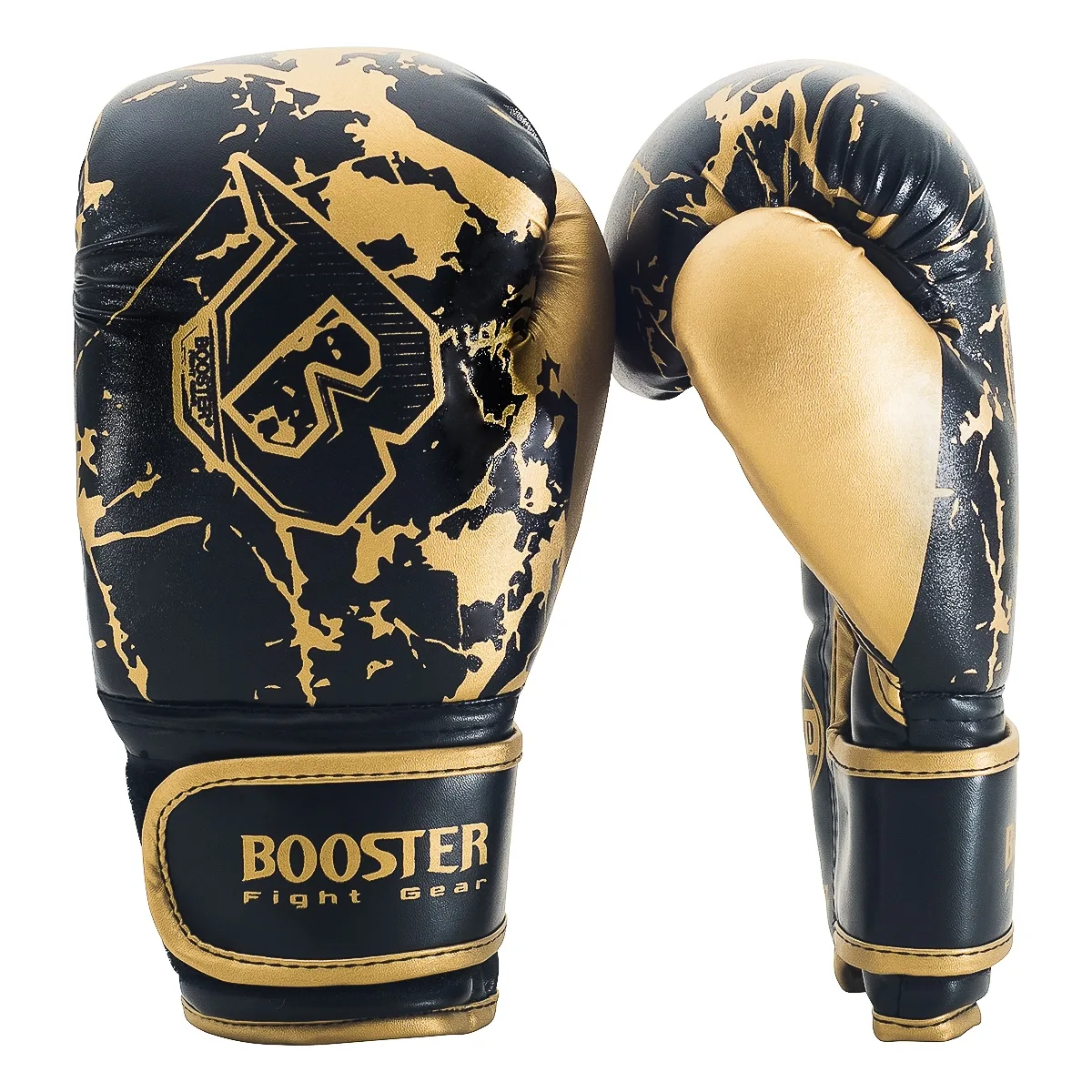 Детски боксови ръкавици Booster BG YOUTH MARBLE GOLD в черно и златисто, изглед отпред