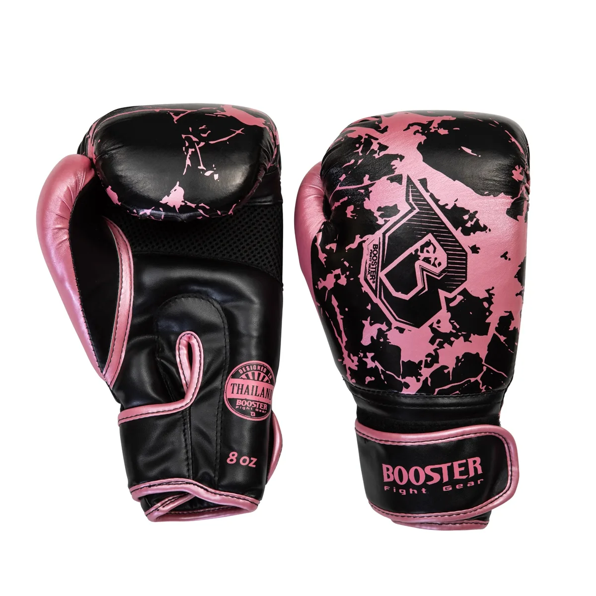 Детски боксови ръкавици Booster BG YOUTH MARBLE PINK, изглед на дланта с мрежестия панел за вентилация