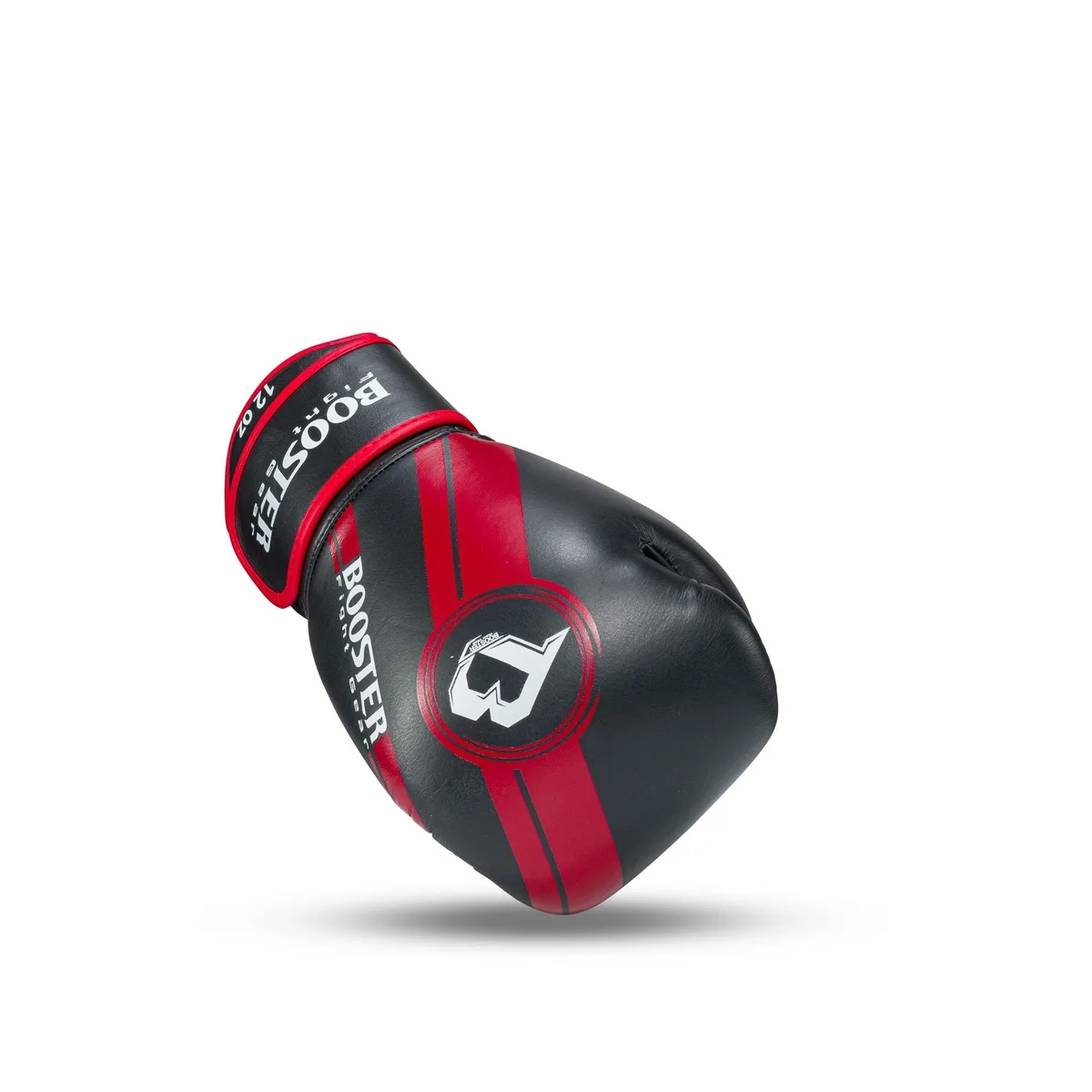 Боксови ръкавици Booster BGL 1 V3 BLACK/RED FOIL, изглед отпред, показващ предната част на юмрука