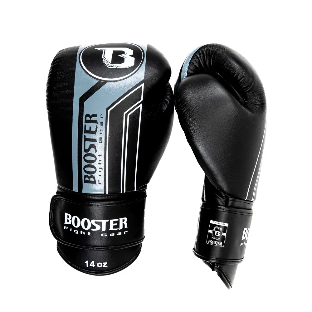 Боксови ръкавици Booster BGL V9 BLACK/GREY, детайлен изглед на дланта и палеца